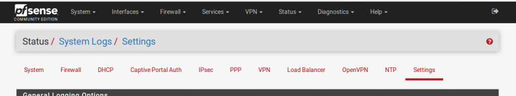 Syslog configuration on PFSense