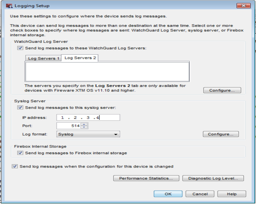 Syslog configuration on Watchguard