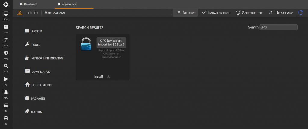 Export SGBox GPG Key