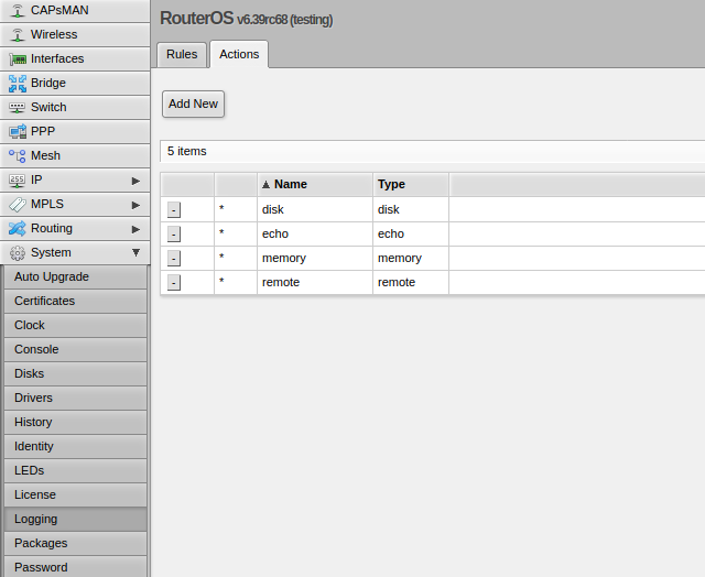 Syslog configuration on MikroTik