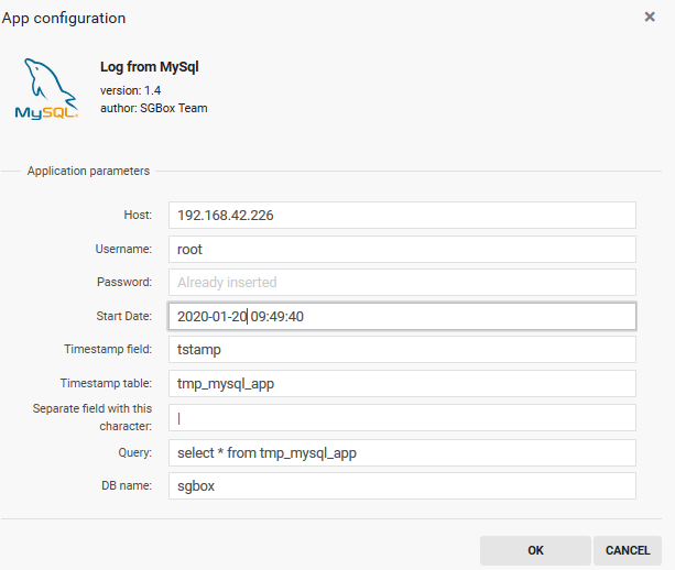 Configure MySQL App