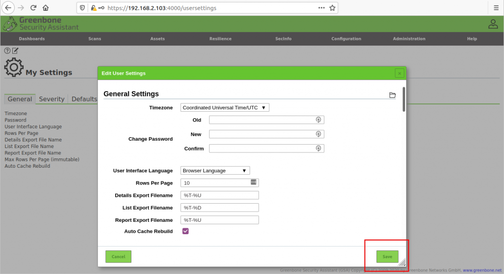 Reset OpenVAS Password