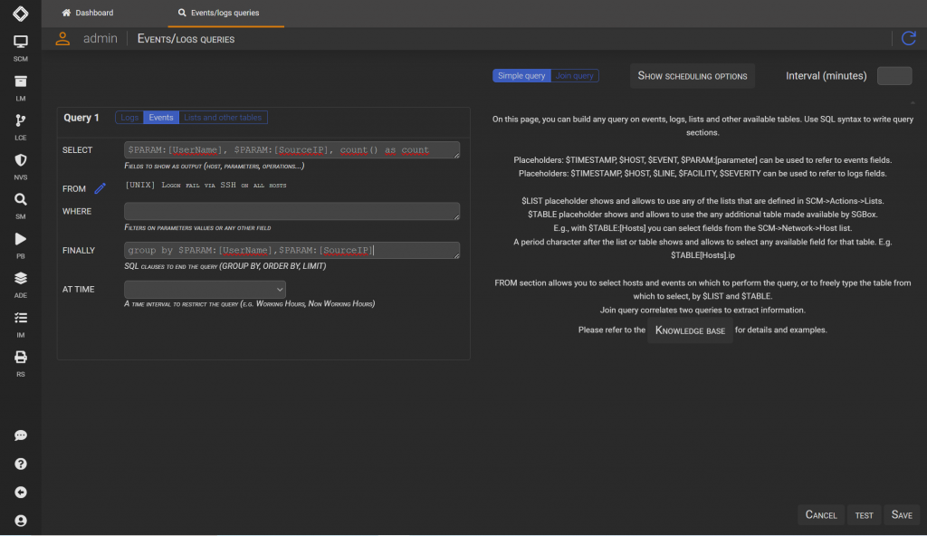 The Events Queries (examples)