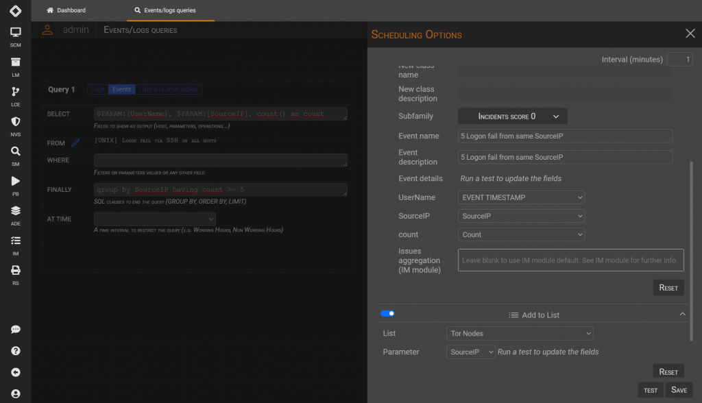 The Events Queries (examples)