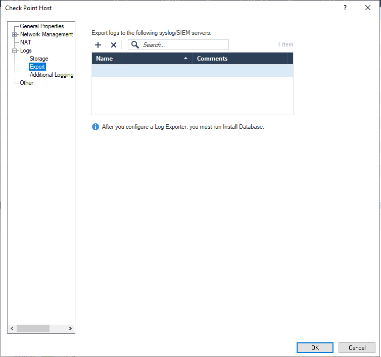 Syslog configuration on CheckPoint