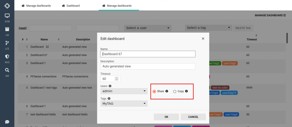 Manage Dashboards