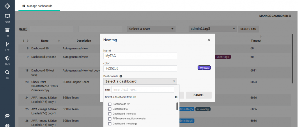 Manage Dashboards