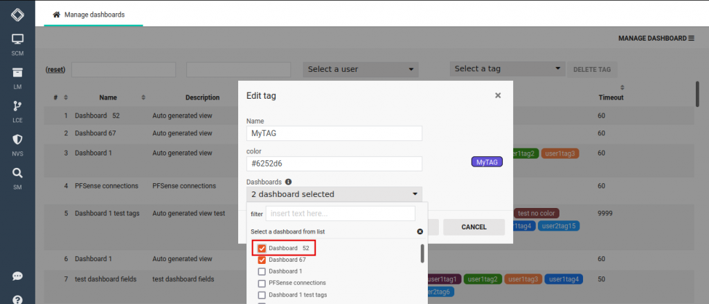 Manage Dashboards