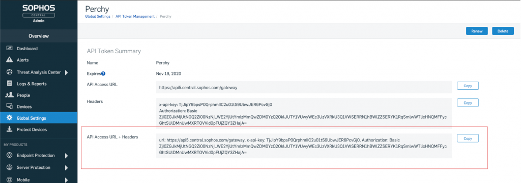 Sophos Central configuration