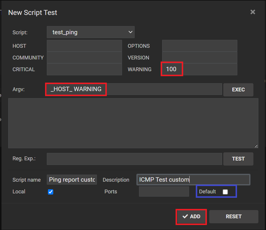 Create custom ping script