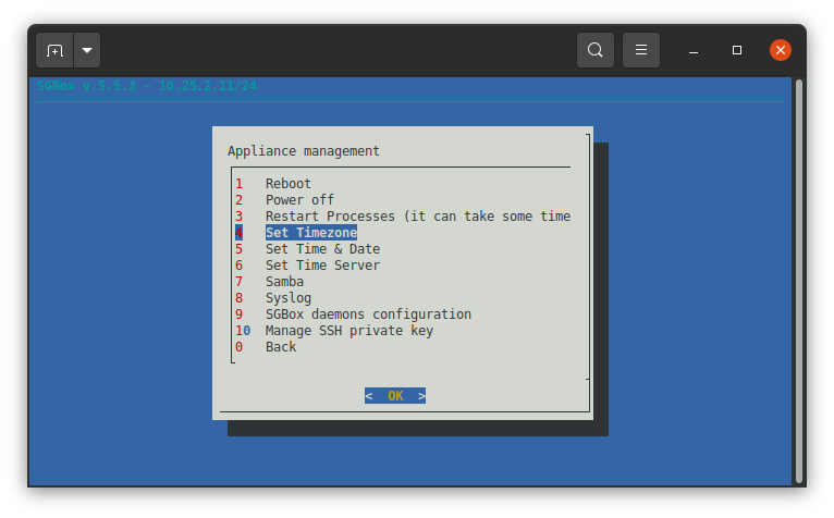 Configure SGBox Timezone