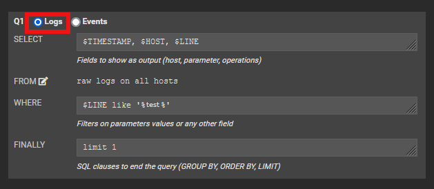 Queries on Logs