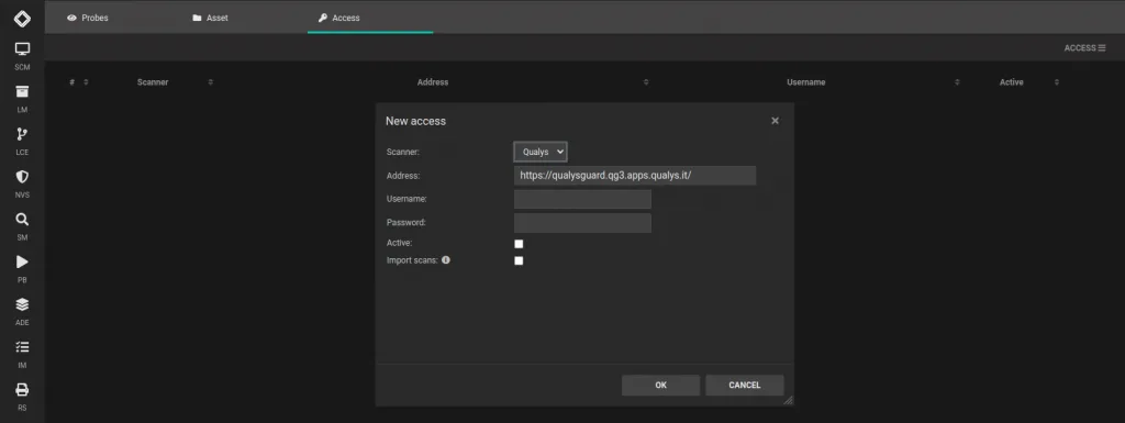 Configure a Qualys probe for SGBox 3 Configure a Qualys probe for SGBox