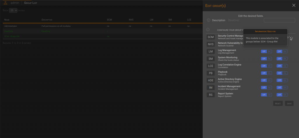 Group panel - functionalities and usage 4 Group panel - functionalities and usage