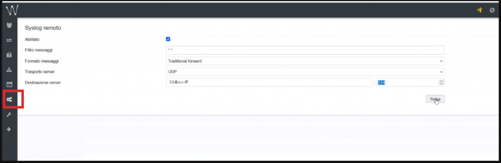 Syslog configuration on Wildix