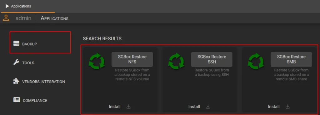 SGBox App Restore