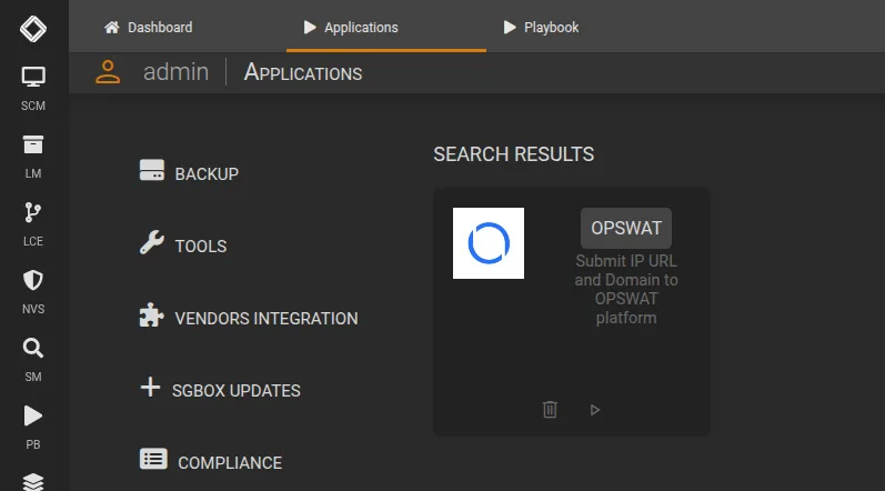 API configuration on OPSWAT