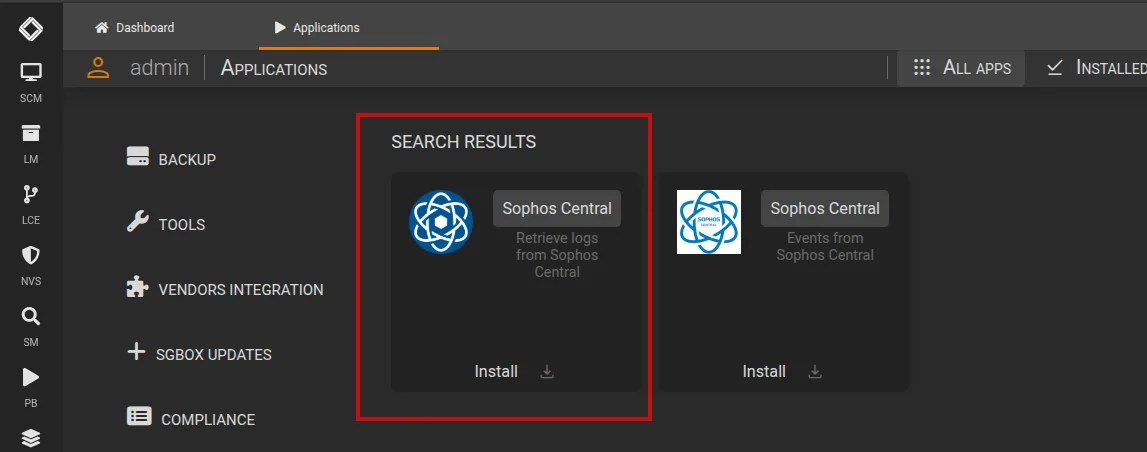 Sophos Central configuration