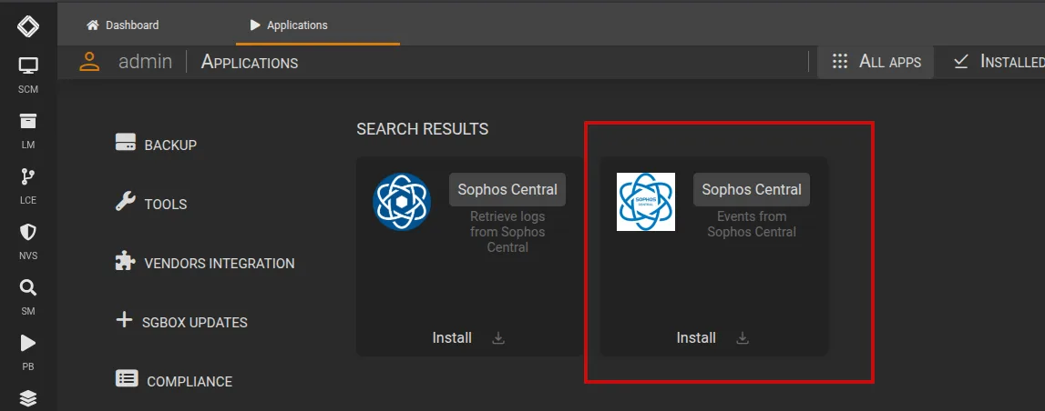 Sophos Central configuration